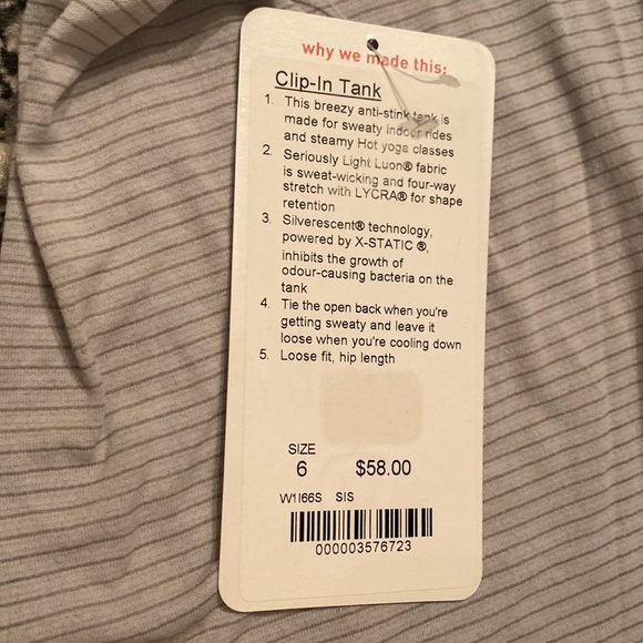 🆕🍋Lululemon Clip-In open back tank, light gray striped - Picture 9 of 9